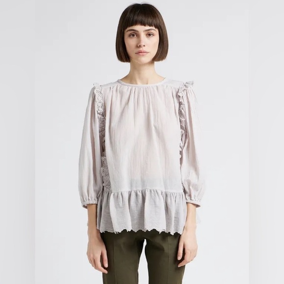 Masscob CATARINA - White Loose-fit cotton blouse with round neck Small - Picture 1 of 16